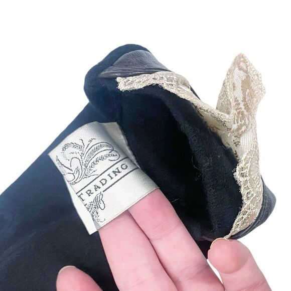 Victorian Trading Co. Soft Cashmere Black Gloves w/Lace & a Bow Women’s XL - Picture 7 of 12